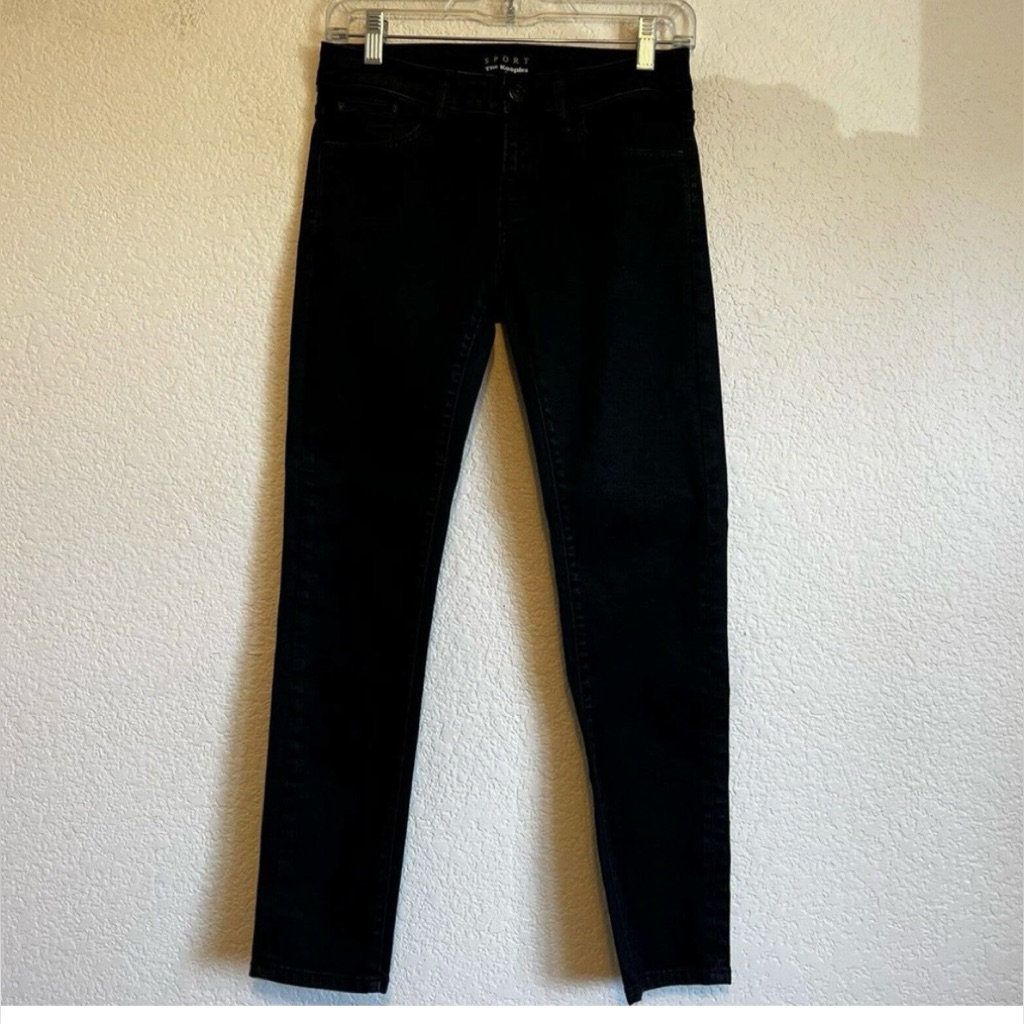 Sport By The Kooples Black Skull Hardware Short Fit Jeans